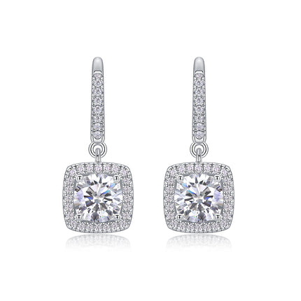 Top-quality Moissanite Luxury And Fashionable Light Luxury Jewelry Silver Stud Earrings S925 Silver Plated Platinum