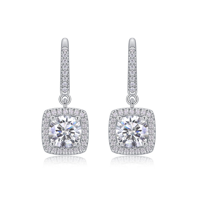 Top-quality Moissanite Luxury And Fashionable Light Luxury Jewelry Silver Stud Earrings S925 Silver Plated Platinum