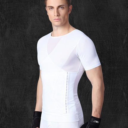 Men's corset underwear abdomen beam chest back belt shaping thin thin short sleeves reduce beer belly buckle