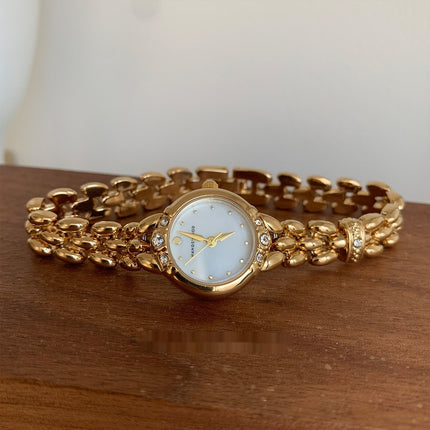 Elegante Persoonlikheid Neiging Sagte Luukse Retro Strass Kwarts Horlosie