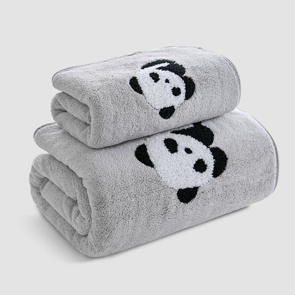 Koraalfluweel Panda Borduurwerk Oortreksels Sag En Absorberend