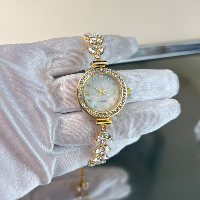 Bekostigbare Luukse Diamant-ingelegde Verstelbare Armband Kwarts Horlosie