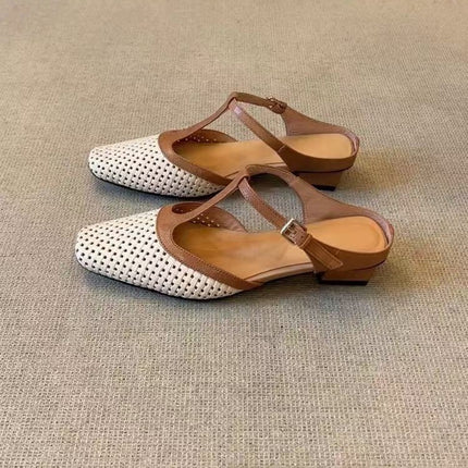 Vroue se Elegante Retro Sagte Soel Vierkantige Toon Kleurblok Sandale