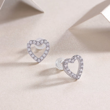 From The Heart - Premium Moissanite Luukse Mode Ligte Luukse Juweliersware Silwer Oorknoppies S925 Versilwerde Platinum