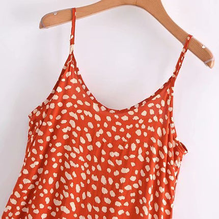 Spotted Print Ruffled Suspender Skirt