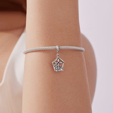 Hanger S925 Sterling Silwer Gelukkige Gesin selfdoen Juweliersware Toebehore Krale