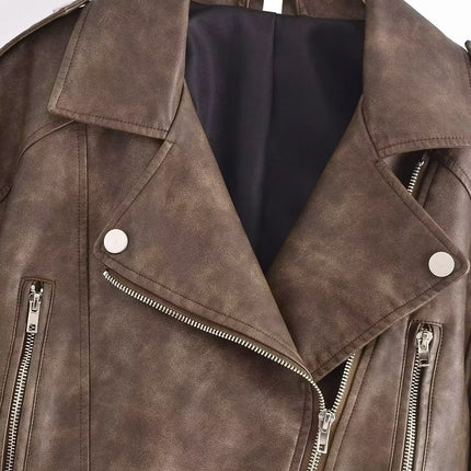 Women's Washable Gradient Leather Jacket