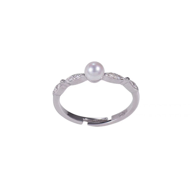S925 Sterling Silwer Veelsydige En Elegante Ring Met Klein Krale En Verstelbare Opening