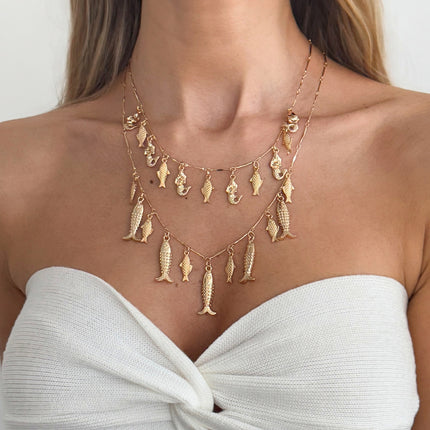 Oseaanstyl Instagram-gereed metaal klein vis hangertjie ketting