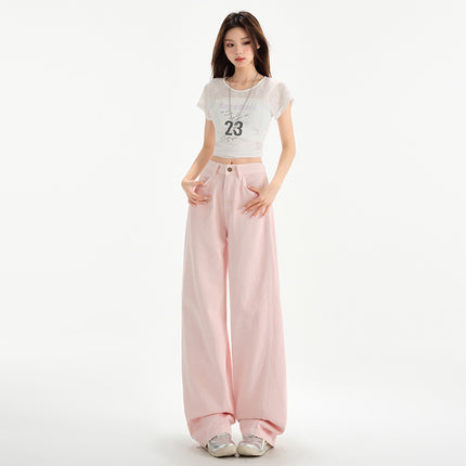 Cherry Blossom Wide Leg Draping Mop Jeans