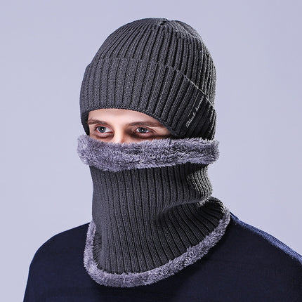 Men's Outdoor Knitted Hat Cold Neck Protection Two-piece Set