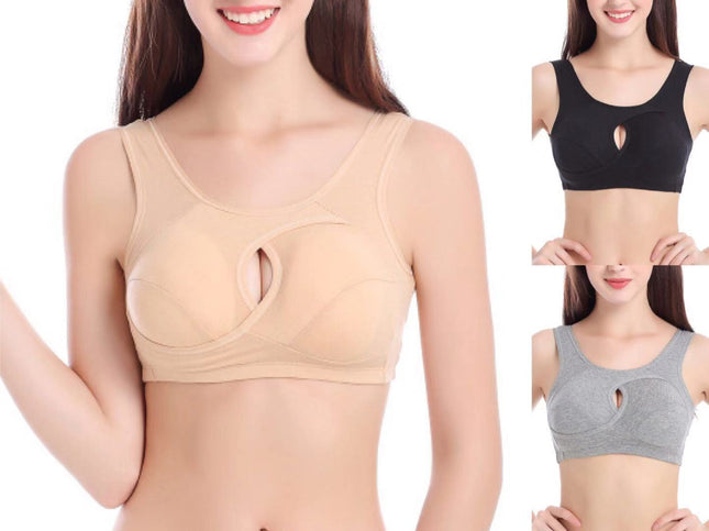 Plus Size Women Bra Ladies Cotton Quake-Proof Underwear Sleep Tops No Buckles Non Wire Lingerie With Removable Padded
