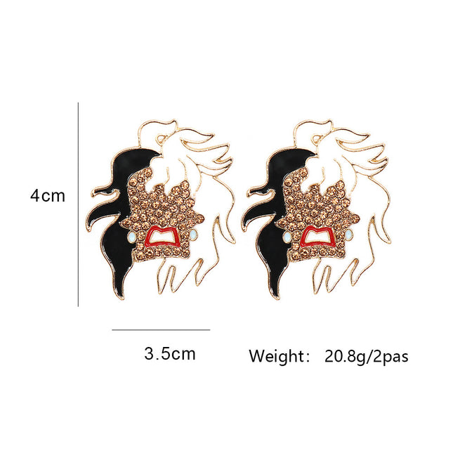 Creative Black And White Hair Funny Earrings Halloween
