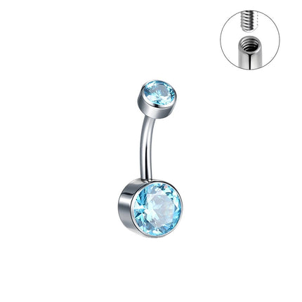 Double-headed Zircon Puncture Internal Thread Titanium Alloy Navel Stud