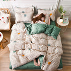 Groen / Vierstuk-beddegoedstel / 1,5 m