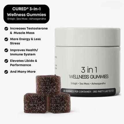 Cured 3 In 1 Gommetjies Cured Shilajit Gommetjies Vir Mans