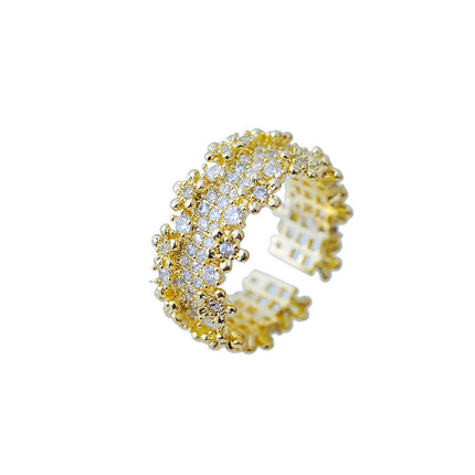 Blom-minimalistiese Ring Vir Vroue, Koele Kleur Ingelê Hol Sirkon Wysesvingerring, Luukse Stylvolle Band