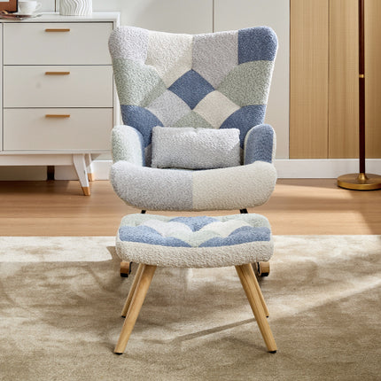 Wipstoele Vir Volwassenes, Tteddy Wipstoel Ontspannende Kantelstoel Met Soliede Houtpote Hoë Rugleunstoel Vir Balkon Sitkamer Slaapkamer
