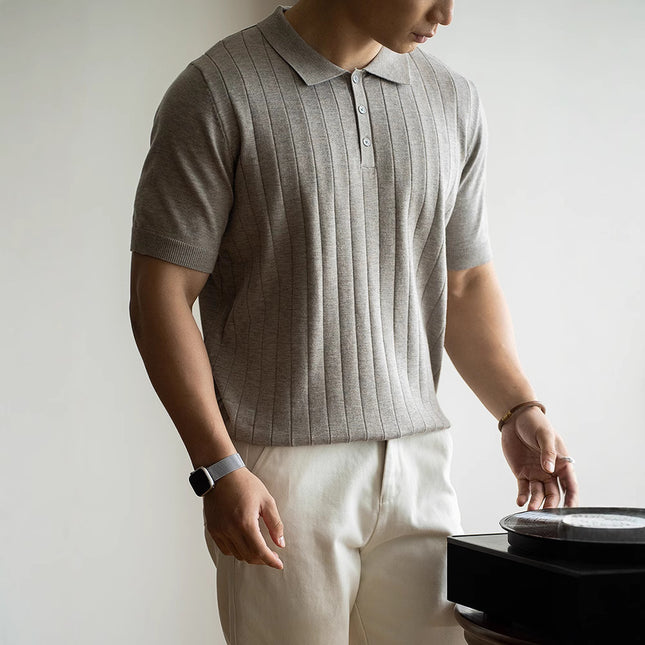 Light Luxury High-end Machine Washable Wool Short-sleeved Polo Shirt