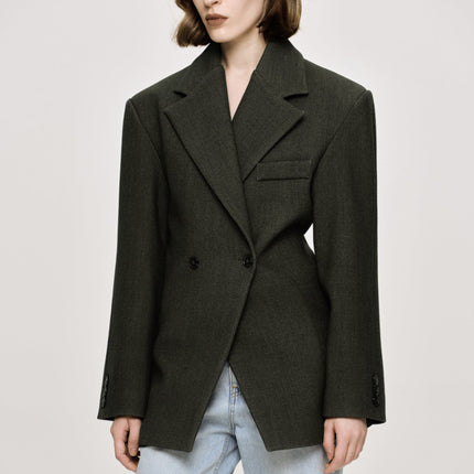 Autumn And Winter Women's Suit Advanced Static Luxury Elegant Lapel Baggy Coat