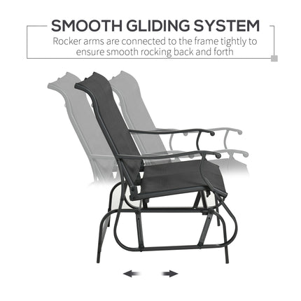 4 Pieces Gliders Set, Outdoor Furniture Sets with 2-Person Glider Patio Bench, Single Sling Chair and Glass Coffee Table for Backyard, Lawn and Garden, Black