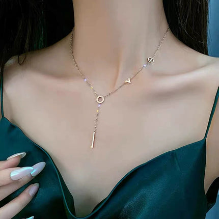 Niche Letter Tassel Titanium Steel Necklace For Women