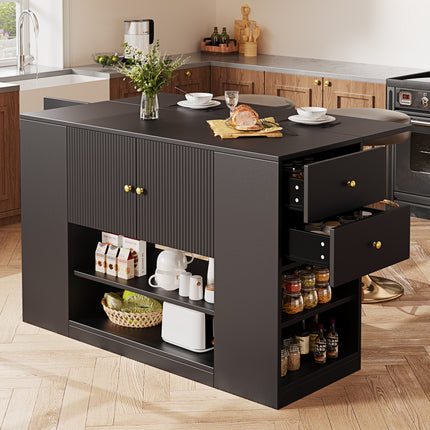Moderne Kombuiseiland, Buffetkas, Kombuiskas Met Laaie En Rakke, Buffetkas Vir Kombuis En Eetkamer, Swart