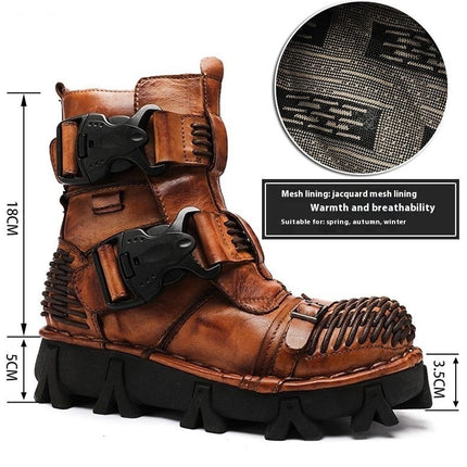 Cowhide Motorcycle Shoes Workwear Men's Boots