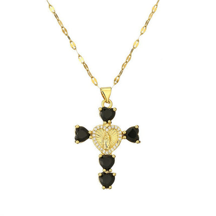 Fashionable Personalized Cross Pendant With Colorful Zircon