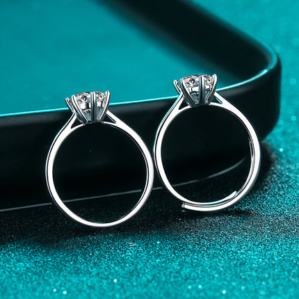 Moissanite 925 Sterling Silwer Plaat Ring Dogter