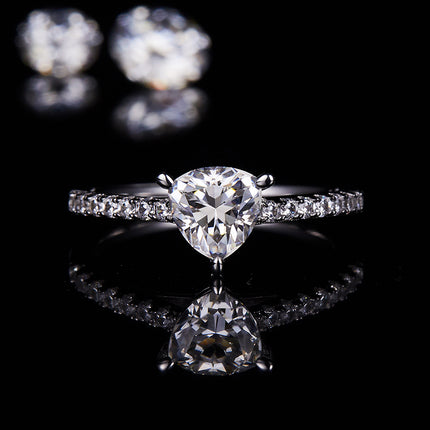 Triangular Moissanite Set With Top-quality Moissanite Luxury And Fashionable Light Luxury Jewelry Silver Ring S925 Silver Electroplated With Platinum