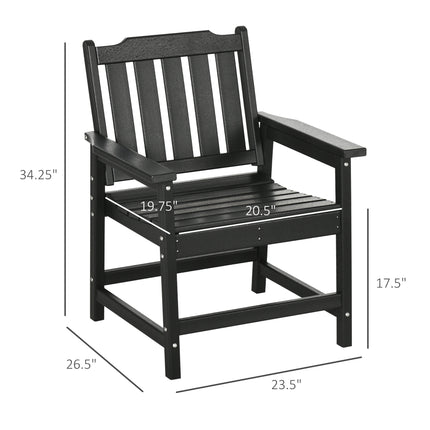 2 Stuks Allesweer Terrasse Stoele, HDPE Terrasse Eetkamerstoelstel, Swaardiens Houtagtige Buitemeubels, Swart