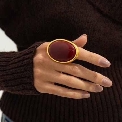 Nuwe Oordrewe Metaal Vintage Ingelegde Edelsteenring, Gepersonaliseerde Soet & Koel Premium Verstelbare Oop Ring