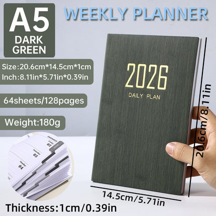 A5-grootte Slank Leer Weekbeplanner