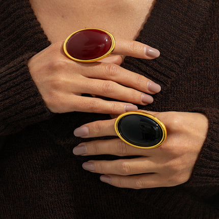 Nuwe Oordrewe Metaal Vintage Ingelegde Edelsteenring, Gepersonaliseerde Soet & Koel Premium Verstelbare Oop Ring