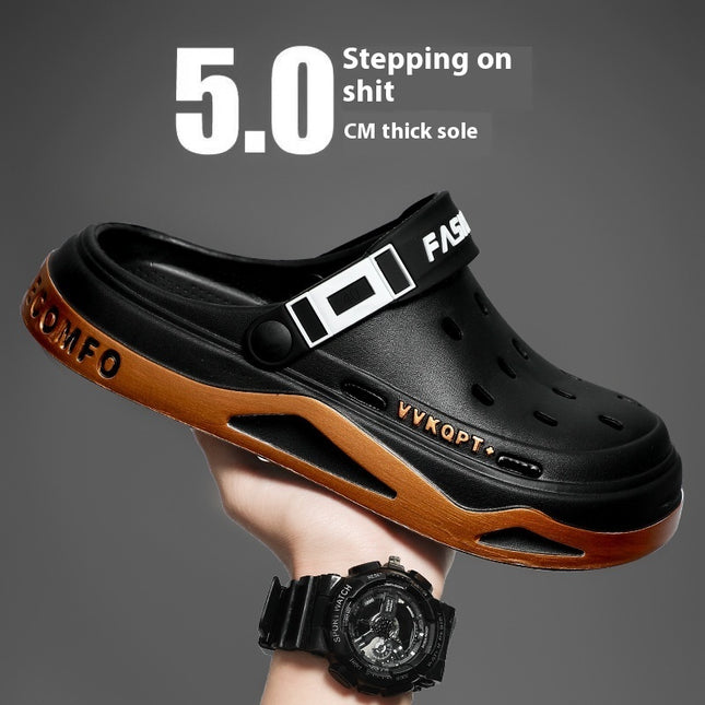 Sandals Summer Breathable Closed Toe Men's Slippers Dual-use Beach Shoes