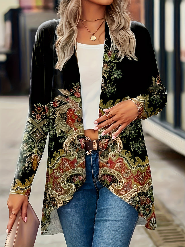 Plant Flower Printed Women's Cloak And Windbreaker