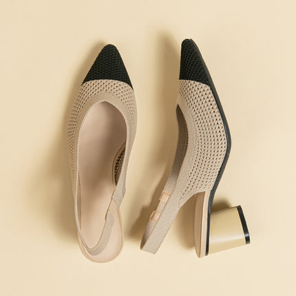 Hollow-out Knitted Closed Toe Back Empty Strap Sandals Pointed Toe