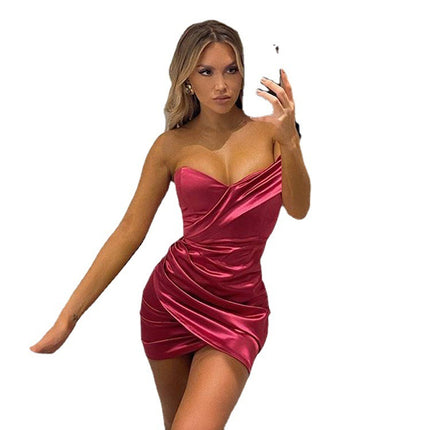 Women's Irregular Wrapped Chest High Waist Slim Dress