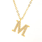 Gold M With Chain / 18k Gold Plating
