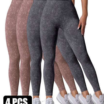 4 Pieces Scrunch Butt Lifting Workout V Back Leggings