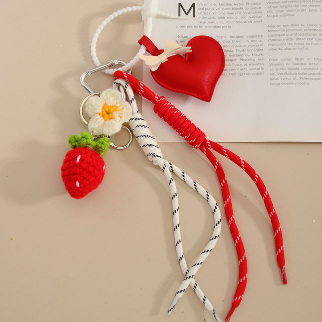 Handmade Leather Love Heart Bow Tie Bag Hanging High-grade