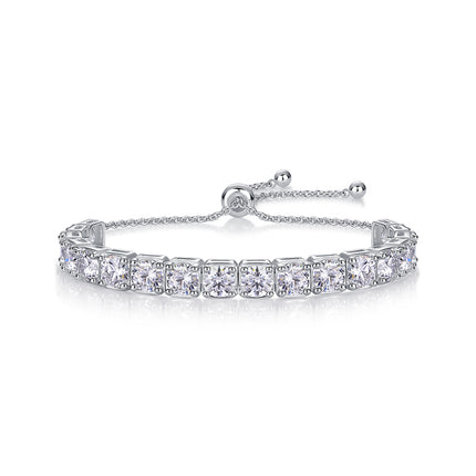 Hierdie luukse en modieuse ligte luukse juweliersware silwerarmband, gemaak van S925-silwer geëlektroplateer met platinum, is geset met topgehalte moissanite.