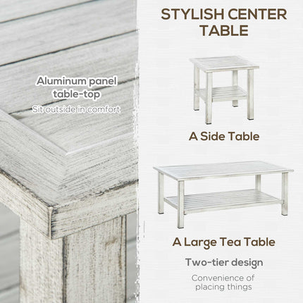 Aluminum Patio Furniture Set, 5 Piece Modern Outdoor Conversation Set with Loveseat Sofa, Chairs, Cushions, Coffee Table & Side Table, Gray