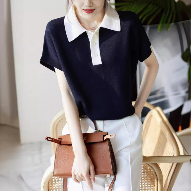 Women's Korean-style Polo Collar Top