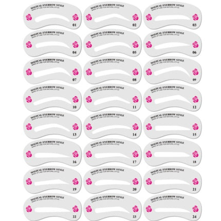 Eyebrow Stamp Stencil Kit, 24 Pc Eyebrow Shaping Stencils, Long-lasting Eyebrow Brow Definer, Perfect Make-up Reusable Kit