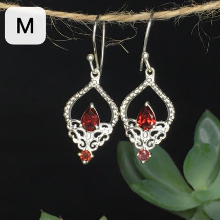 Sterling Silwer Natuurlike Kristalle Vintage Etniese Feetjie Druppeloorbelle