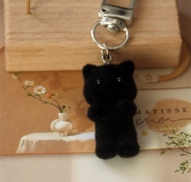 Flocking Resin Three-dimensional Kitten Animal Keychain
