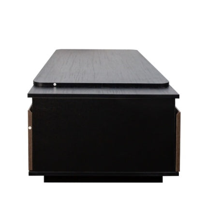 Uitskuifbare Koffietafel, Lengte Verstelbare Hout Koffietafel Met 2 Berglade Vir Sitkamer, Groot Lang Reghoekige Sentrale Tafel