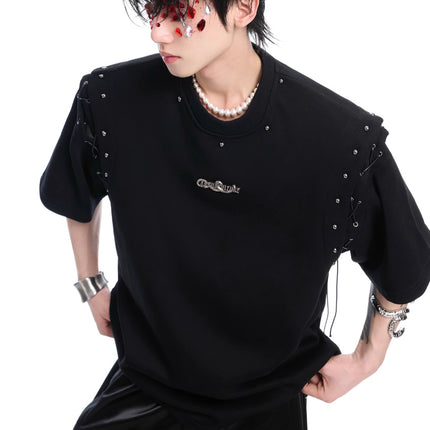 Niche Deconstruction Lace-up Cutout Short Sleeve